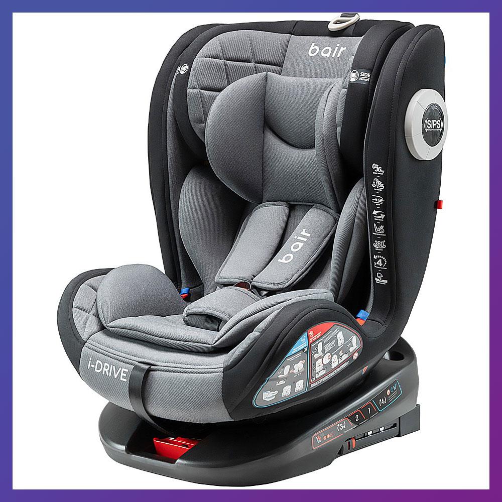 Дитяче автокрісло від народження до 12 років група 0+/1/2/3 (0-36 кг) Isofix Bair i-Drive 360 GM-02 Сірий, фото 1
