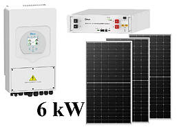 Гібридна сонячна електростанція 6 kW LiFePO4 для будинку