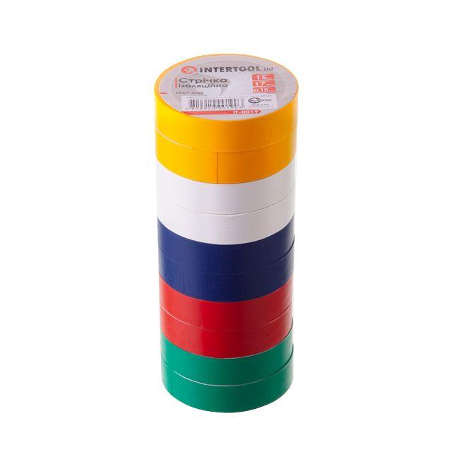 Стрічка ізоляційна 15 м кольорова INTERTOOL IT-0019