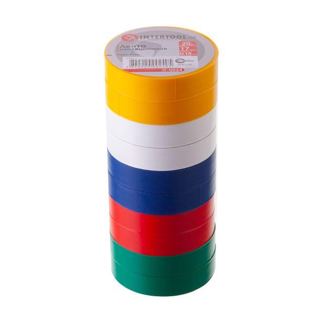 Стрічка ізоляційна 20м кольорова INTERTOOL IT-0024