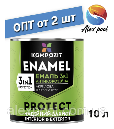 Kompozit 3 в 1 PROTECT Червоно-коричнева, 0,75 кг - Емаль антикорозійна, фото 1