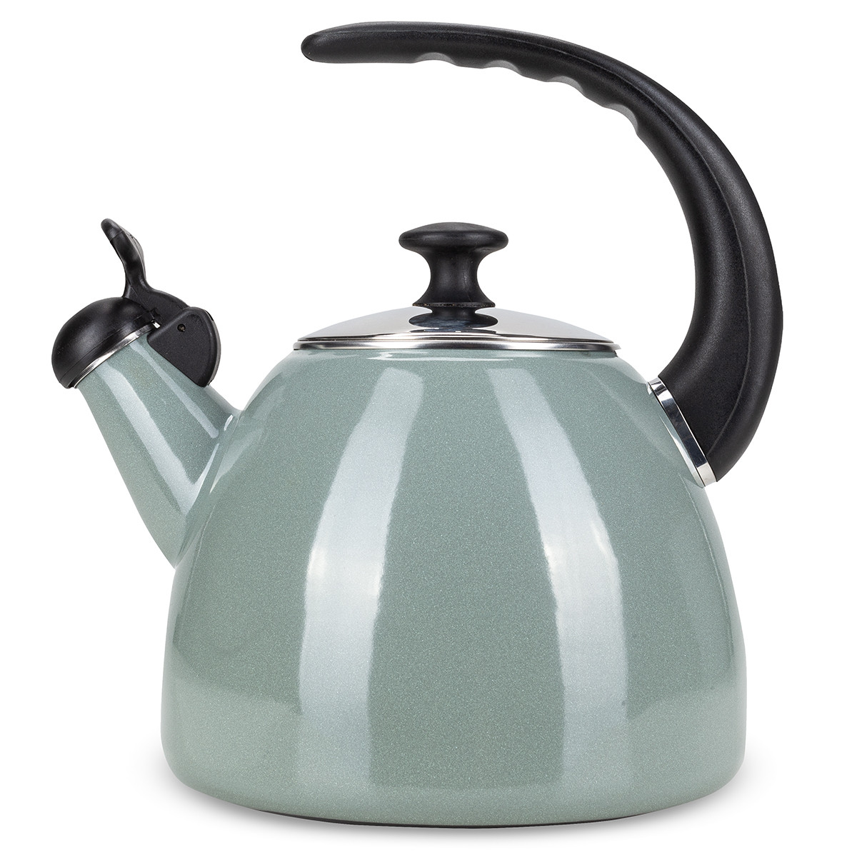 Чайник емальований оливковий 2.5л зі свистком Kamille KM-1040A, фото 1