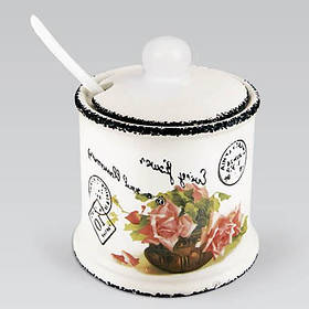 Цукорниця з ложкою керамічна "Відкриття-троянда" Maestro MR-20050-09 — MegaLavka