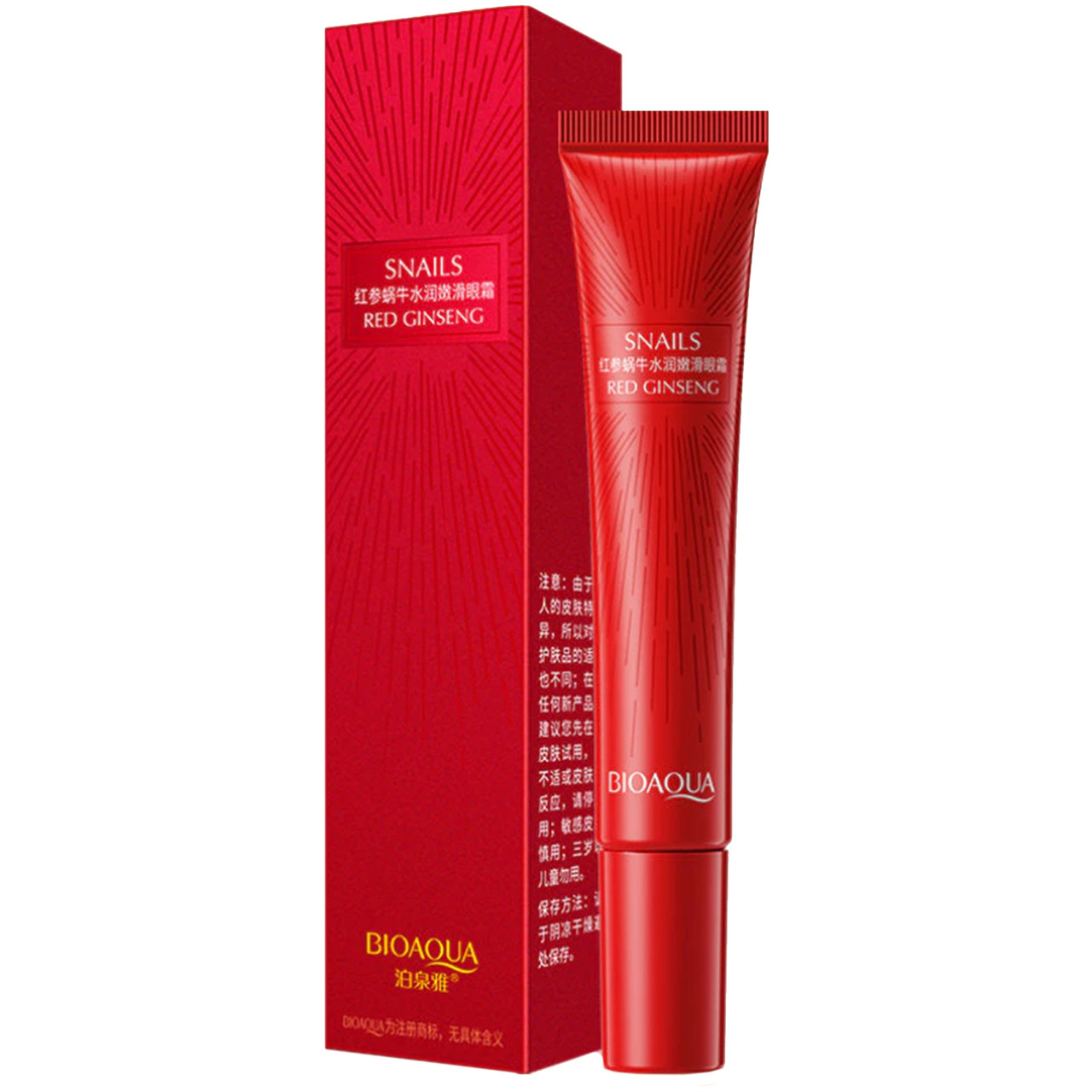 Крем для шкіри навколо очей BIOAQUA Snails зволожувальний із червоним женьшенем 20 г