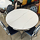 Круглий стіл у стилі класика Reginald 120 см з агломерату під білий мармур на сріблястих ніжках у вітальню, фото 2