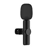 Комплект петличних мікрофонів K11 Wireless Lavalier Microphone з перехідником Lightning Чорний, фото 2