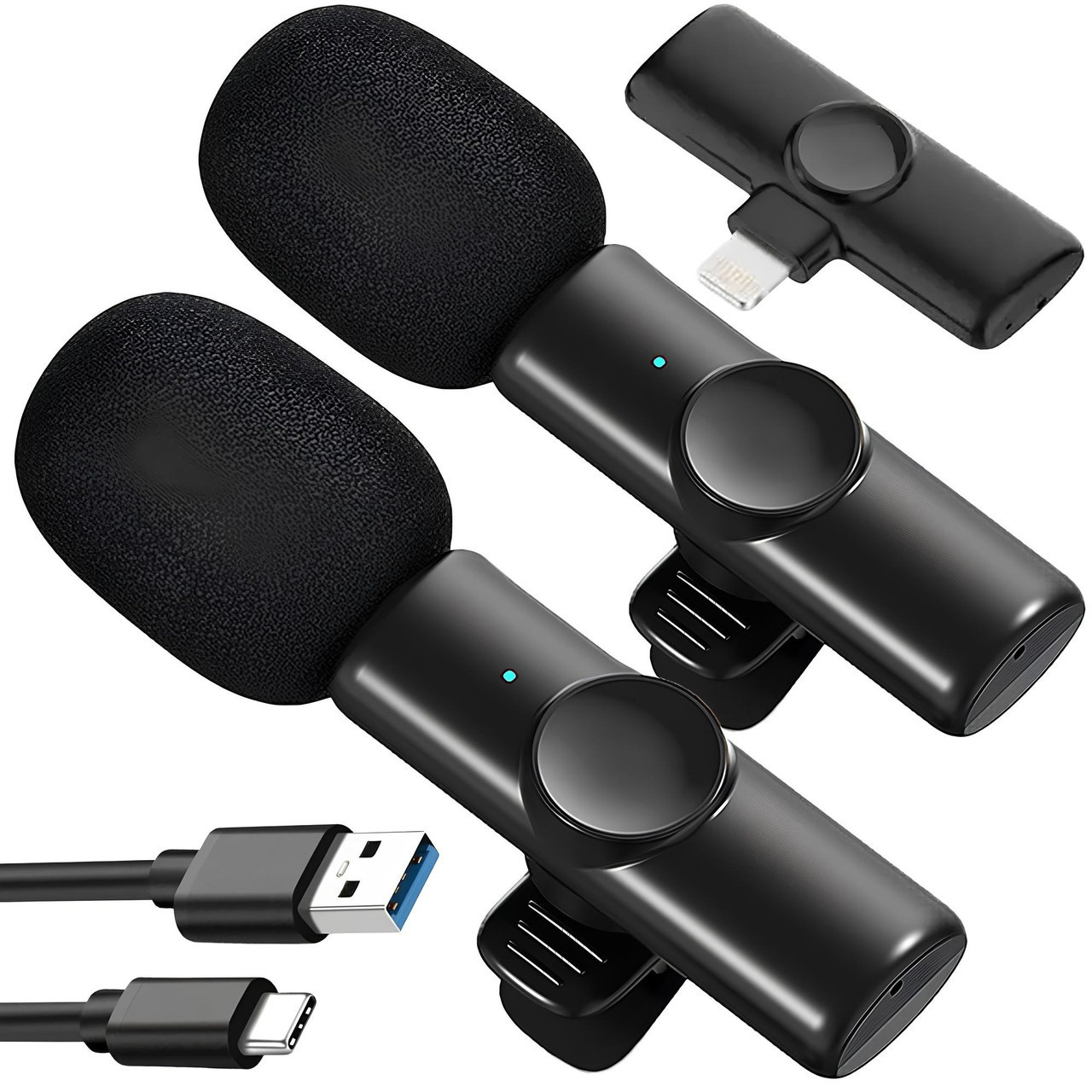 Комплект петличних мікрофонів K11 Wireless Lavalier Microphone з перехідником Lightning Чорний