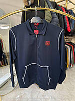 Чоловіча брендова кофта еластик 2518 (батал) 3-7XL синя