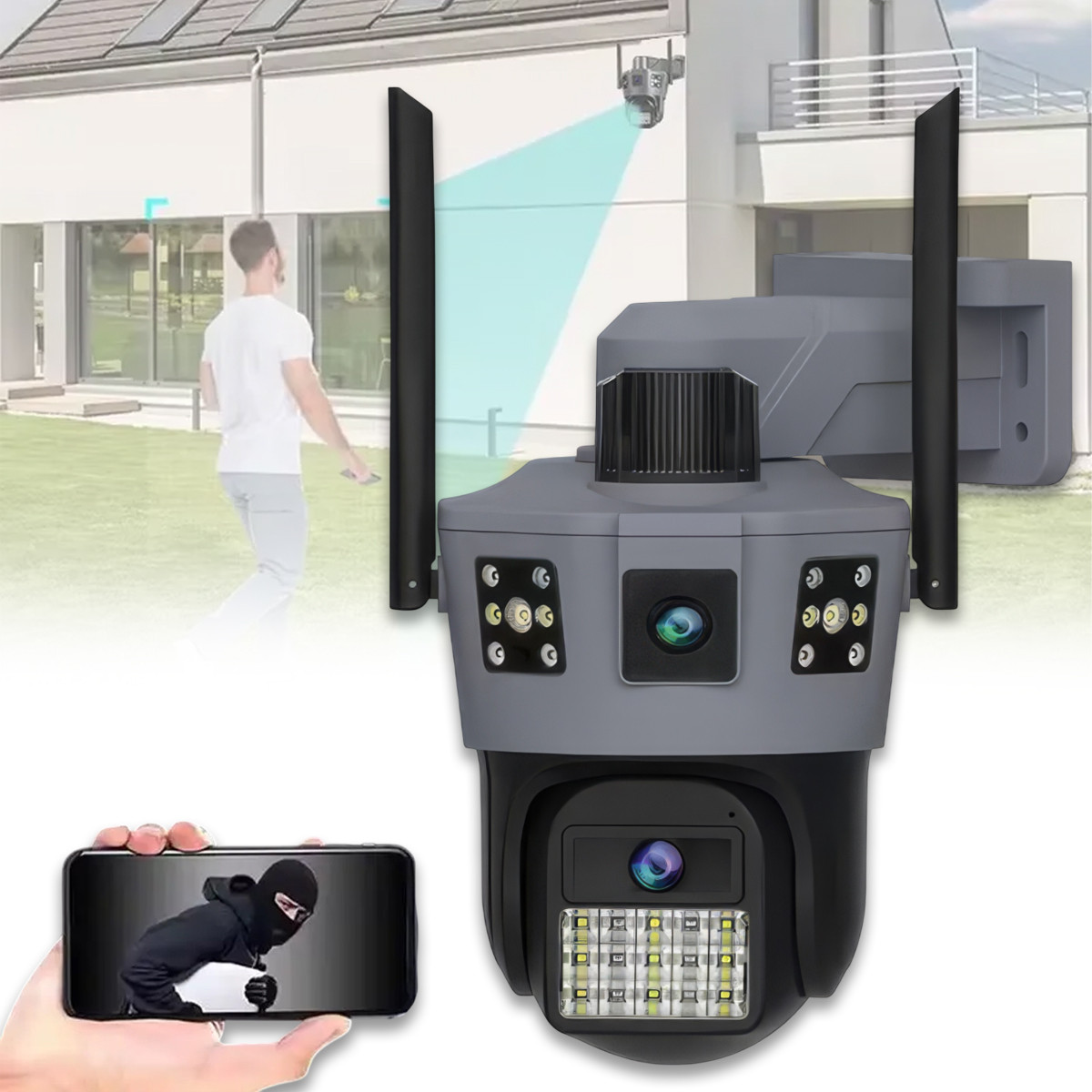 Камера відеоспостереження 4G на 6 магепікселів з 2 об'єктивами SD 39 Чорна, фото 1