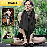 Спортивний рушник із мікрофібри, рушник для спорту, мікрофібровий рушник Hechpro 120 см чорний (HР120), фото 6