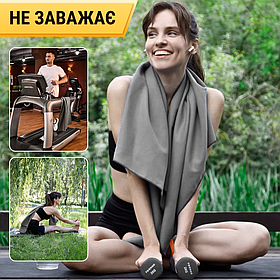 Спортивний рушник мікрофібра,рушник для спортсменів,рушник із мікрофібри  Hechpro 120 см сірий (HР120)