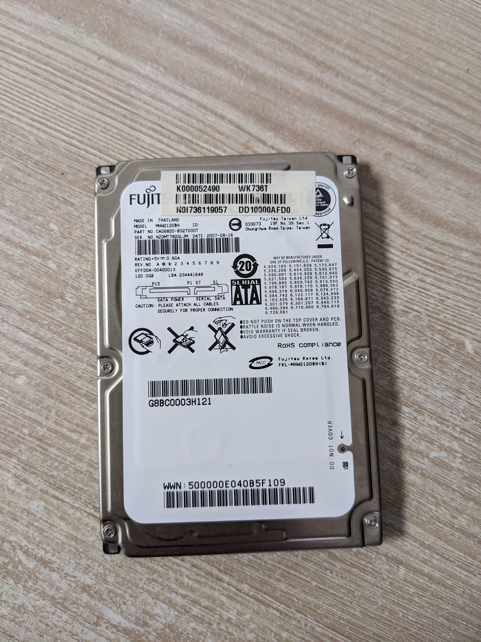 Жорсткий диск 2.5 на ноутбук 120 GB Fujitsu MHW2120BH 5400 оборотів, фото 1