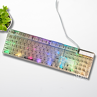 Клавіатура дротова Yelandar з кольоровою LED підсвіткою клавіш та USB підключенням Біла AN-T20-White