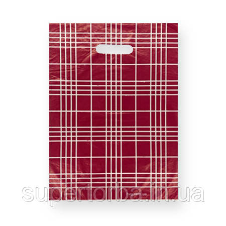 Поліетиленовий пакет із прорізною ручкою розмір 28х42 "Клітка" ХВГ 50 шт/уп., фото 1