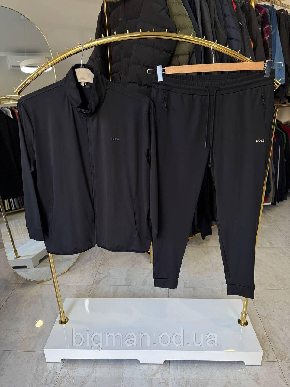 Чоловічий спортивний костюм брендовий (еластик) 5130 (батал) 3-7XL чорний