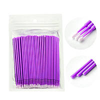 Мікробраші (мікроаплікатори) для вій і брів у пакеті Фіолетові, 100 шт