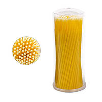 Мікробраші для брів і вій у тубусі Жовті, розмір L, 100 шт