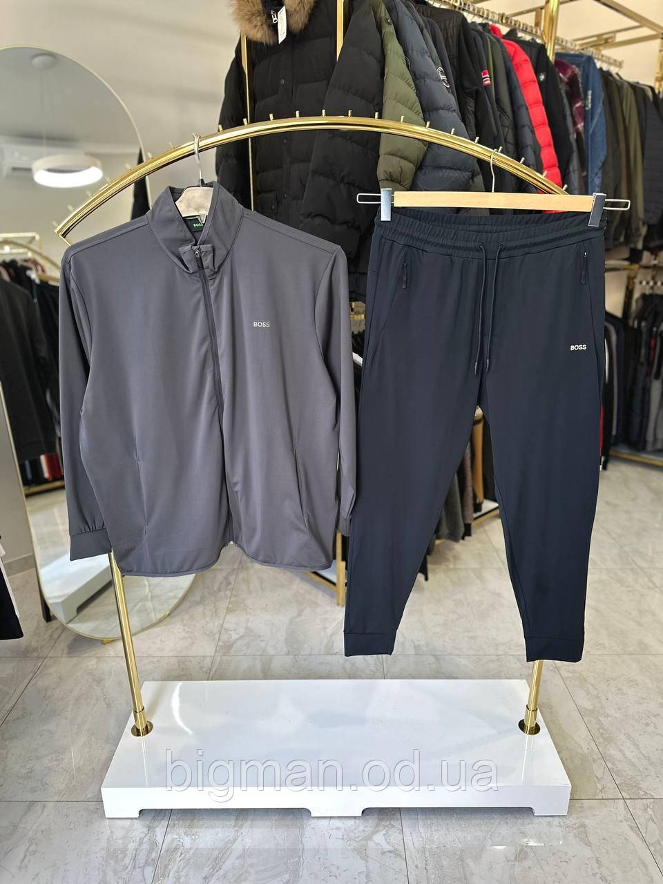 Чоловічий спортивний костюм брендовий (еластик) 5130 (батал) 3-7XL сірий