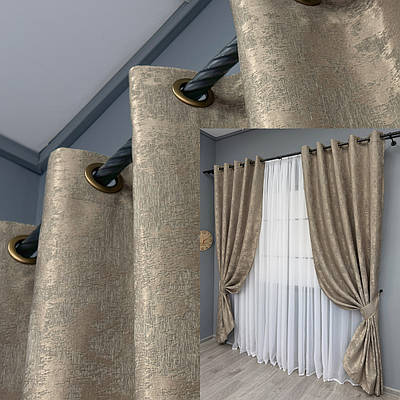 Комплект (2шт. 1,5х2,5м.) штор на люверсах, жакард "Sultan XO". Колір капучино. Код 1683ш 37-0196