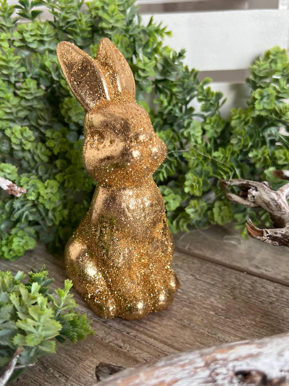 Великодній кролик для прикраси, золото h 13 см, фото 1