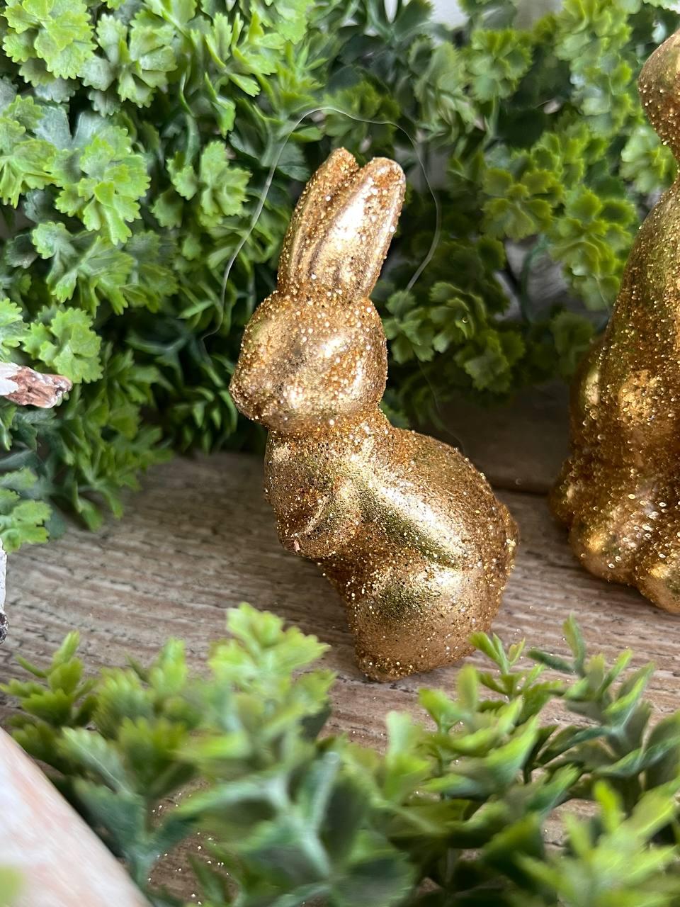 Великодній кролик для прикраси, золото h 8 см, фото 1
