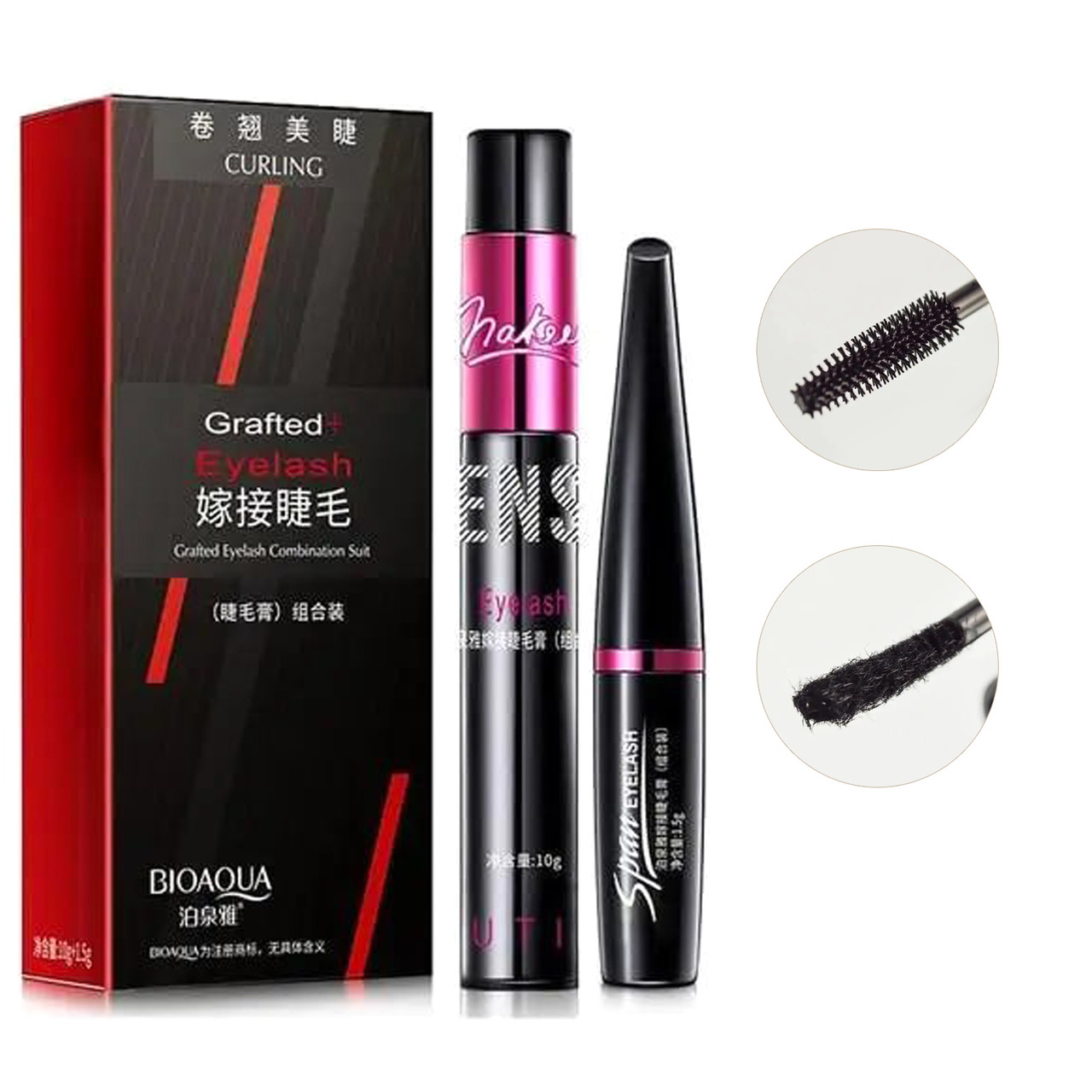 Туш для вій BIOAQUA Grafted Eyelash Combination Suit 2 в 1 із шовковим волокном 10 г + 1.5 г