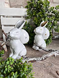 Великодній кролик з яйцем для прикраси, білий з золотом h 13х9 см, фото 4
