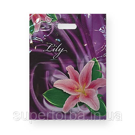 Пакет із прорізною ручкою ламінований "Lily" (30х40) 50 шт., фото 1