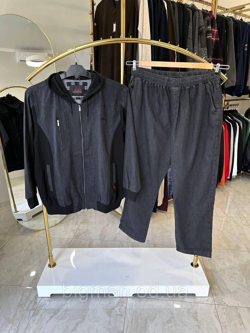 Чоловічий джинсовий костюм 4021 (батал) 11-13XL чорний