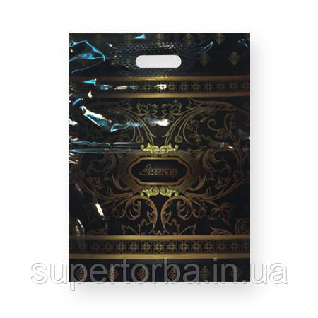Пакет із прорізною ручкою ламінований розмір 30*40 "Лакшері" ДПА (50 шт), фото 1