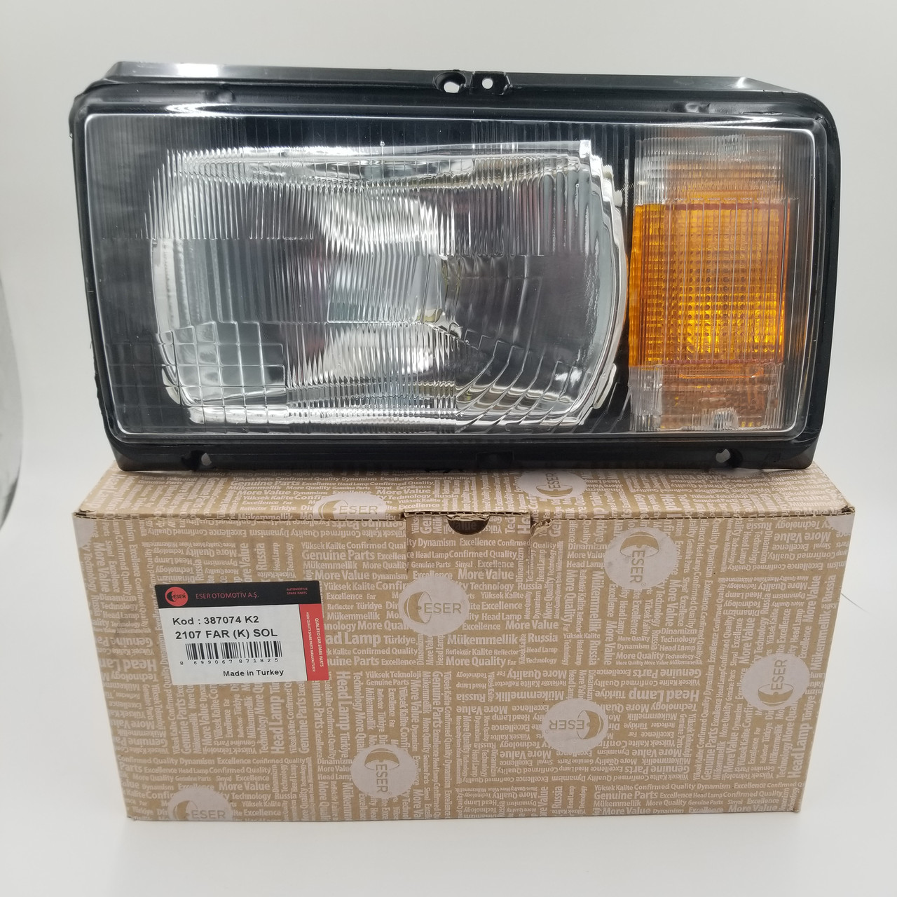 Фара передня ліва ВАЗ 2107 (жовтий поворотник) ESER Туреччина