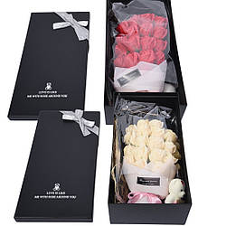 Подарунковий набір троянд з мила з іграшкою та LED підсвічуванням KR-05