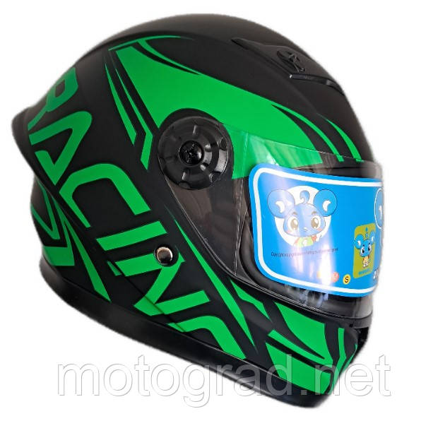 Шолом дитячий інтеграл Recing чорно-зелений, фото 1