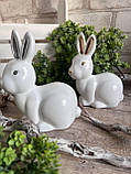 Великодній кролик для прикраси, білий із золотом h 16х15 см, фото 8