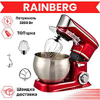 Планетарный тестомес Rainberg 3200Вт Немецкий тестомес с 5л чашей Универсальный тестомес с 3 насадками Мощный тестомес