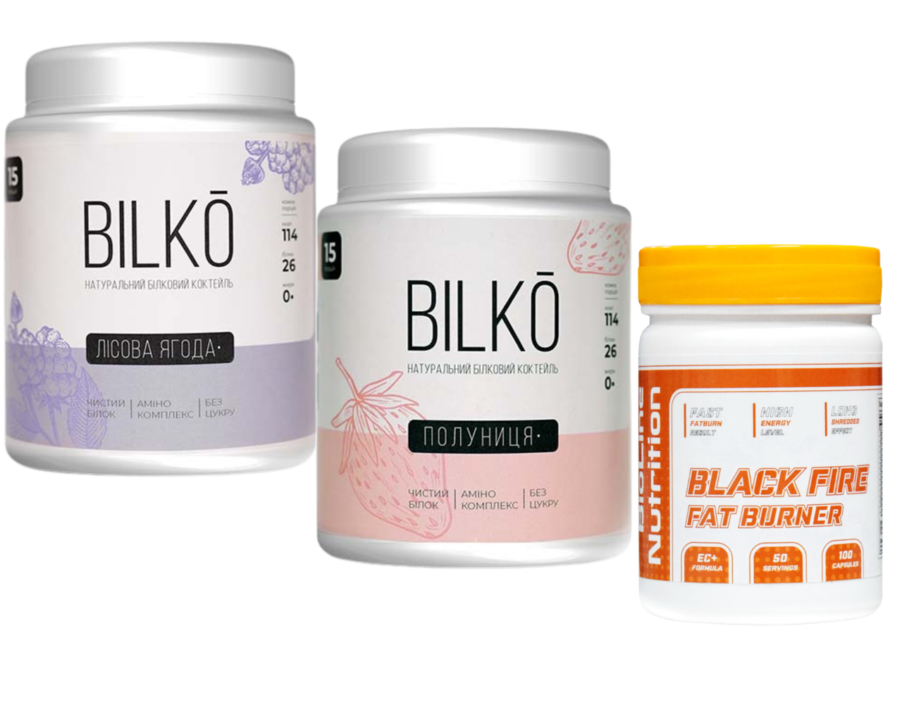 Протеїн Bilko 30 порцій. Смак на вибір + Жироспалювач Black Fire, фото 1