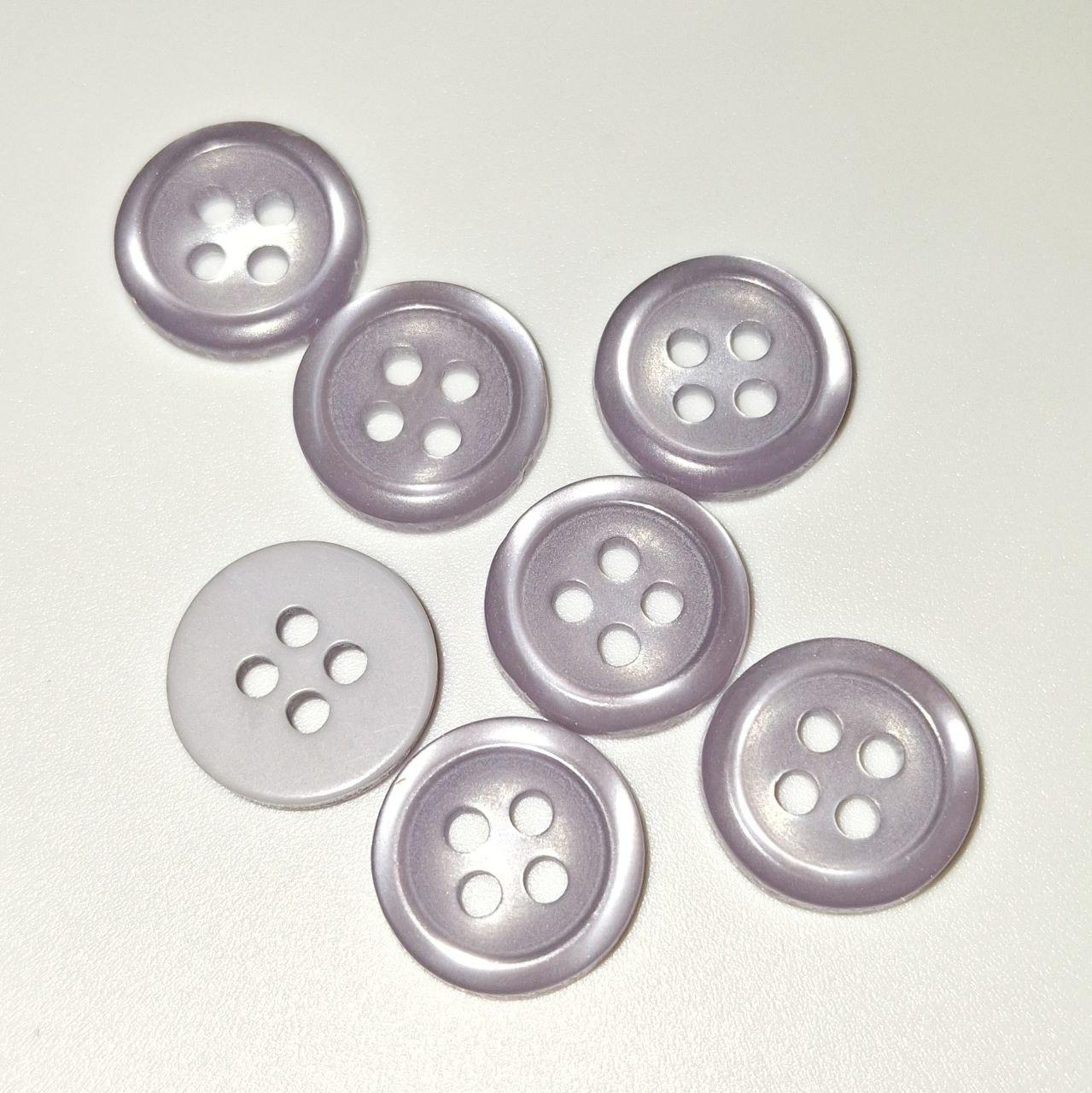 Гудзик круглий перламутровий світло-бузковий прошивний 12мм, фото 1