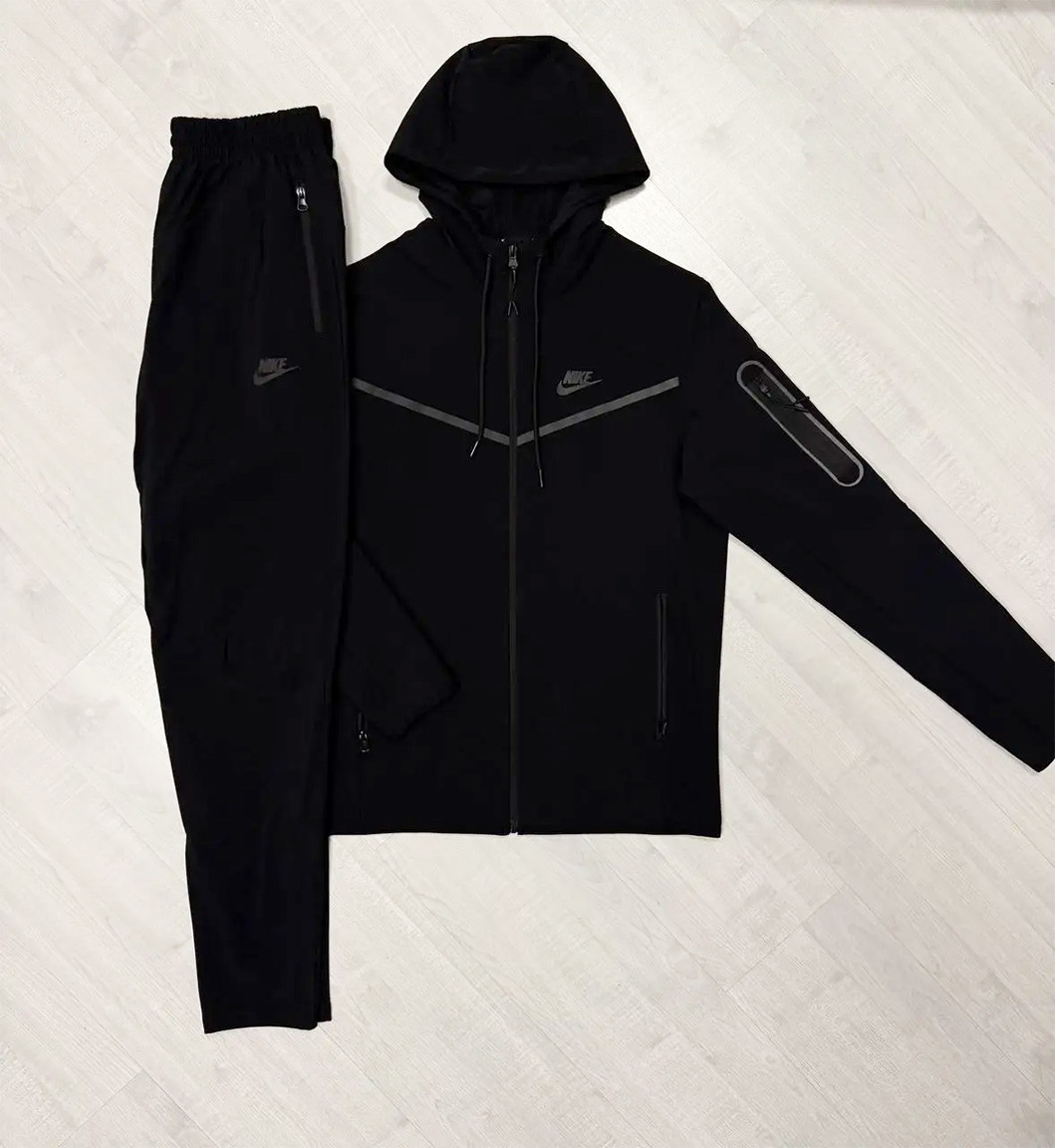 Чоловічий осінній спортивний костюм Nike (2102-Black), Чоловічий костюм Найк весняний чорний. Чоловічий одяг, фото 1