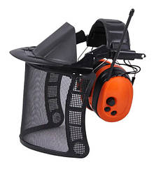 Щиток для триммера с защитой лица и слуха | Сетка + FM-наушники