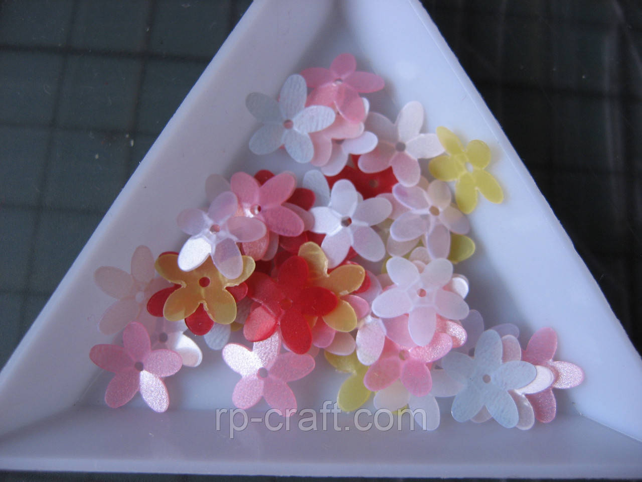 165. Упаковка паєток. Квіти, 10 мм, 5 грам, мікс, фото 1