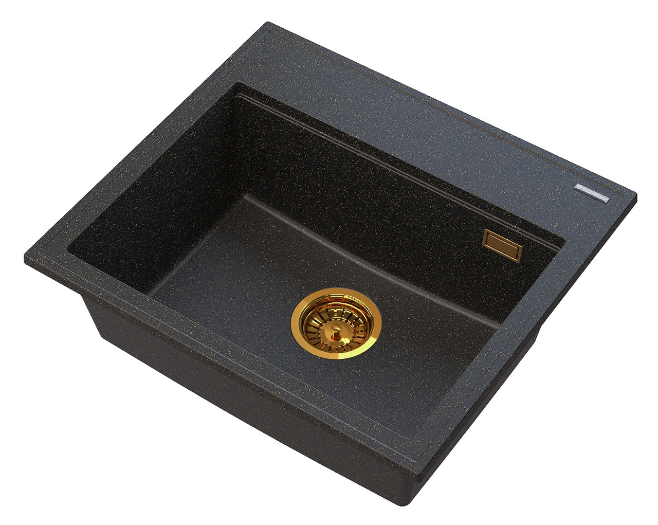 Кухонна мийка GRANITAN FOXAL BLACK чорна із золотим вкрапленням *, фото 1