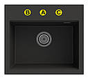 Кухонна мийка GRANITAN FOXAL BLACK чорна *, фото 3