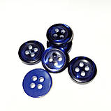 Гудзик круглий перламутровий темно-синій прошивний 12мм, фото 3