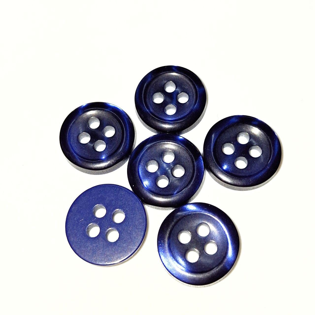 Гудзик круглий перламутровий темно-синій прошивний 12мм, фото 1