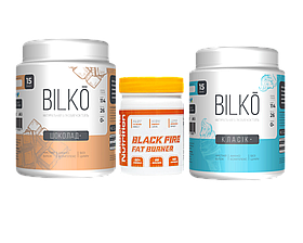 Протеїн Bilko 0,9 кг 30 порцій. Смак на вибір + Жироспалювач Black Fire