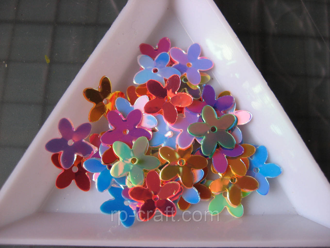 168. Упаковка паєток. Квіти, 10 мм, 7 грам, мікс, фото 1