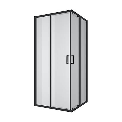 Душова кабіна розсувна, квадратна Line CUBE 900*900мм, black matt, cкло 6мм прозоре, фото 1