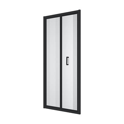 Душові двері двосекційні, Line Pro 900мм, black matt, скло 6мм прозоре, фото 1