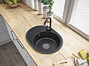 Кухонна мийка GRANITAN LUXOR BLACK чорна з білим вкрапленням *, фото 2