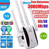 Роутер Wi fi repeater 2,4G/5G 1200 Мбіт/с із виделкою для розетки - підсилювач Wi-Fi сигналу, репітер Білий, фото 2